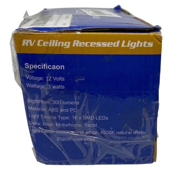 NWT ~ Set of 5 RV Camper Trailor Ceiling Recessed Lights ~ 3 Color 3 Watts 12 V - Picture 3 of 5